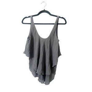 Free People Intimately Gray Double Layer Scoop Neck Tank Size Small